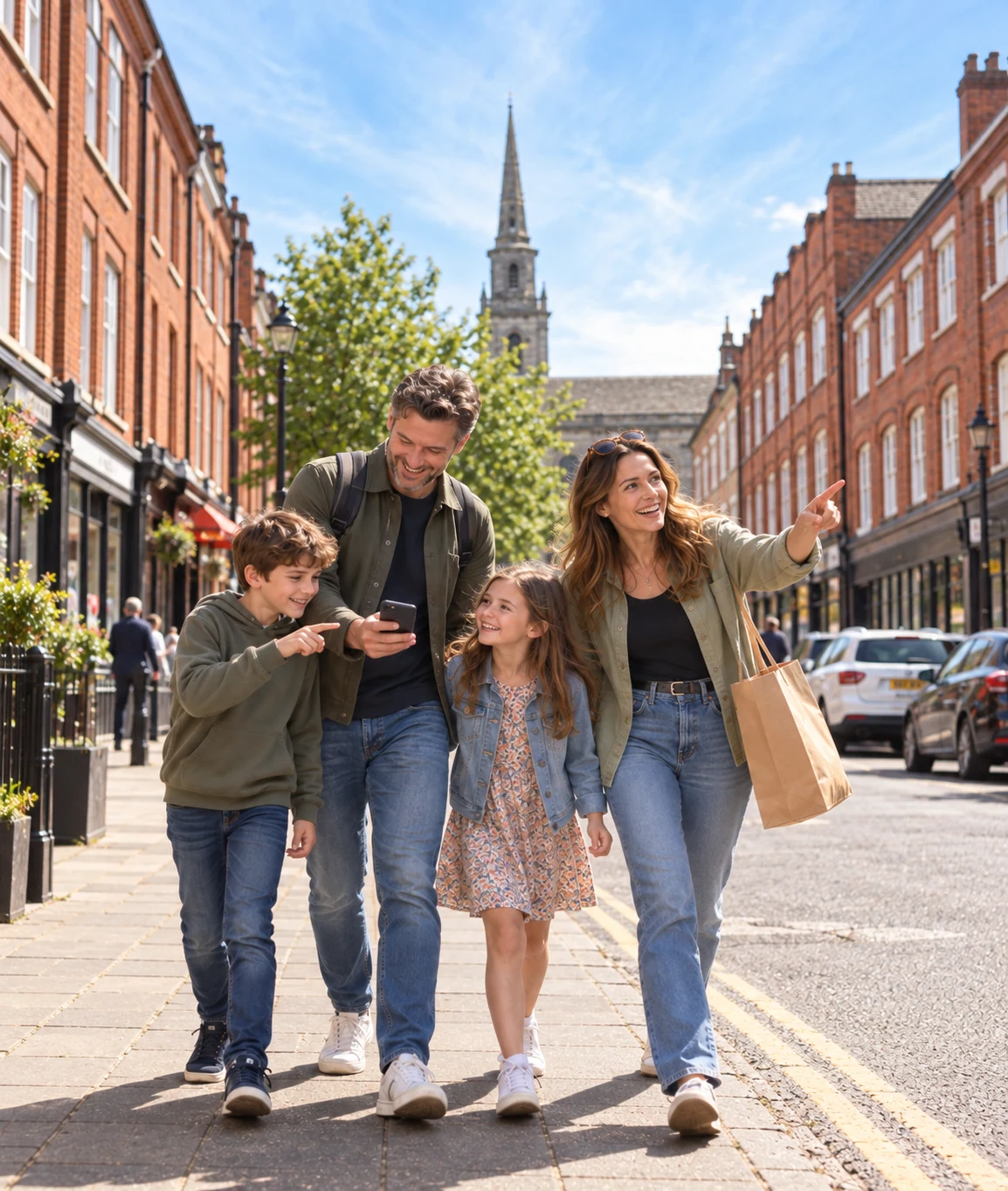 Family exploring Birmingham’s Jewellery Quarter on a Mystery Picnic family day out