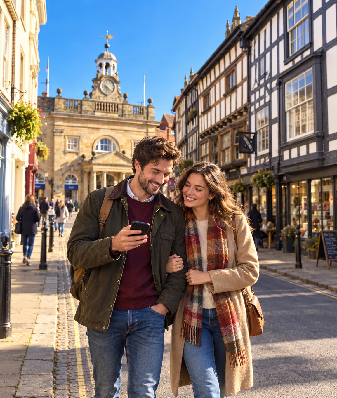 Couple enjoying a romantic Mystery Picnic day out in Ludlow, Shropshire