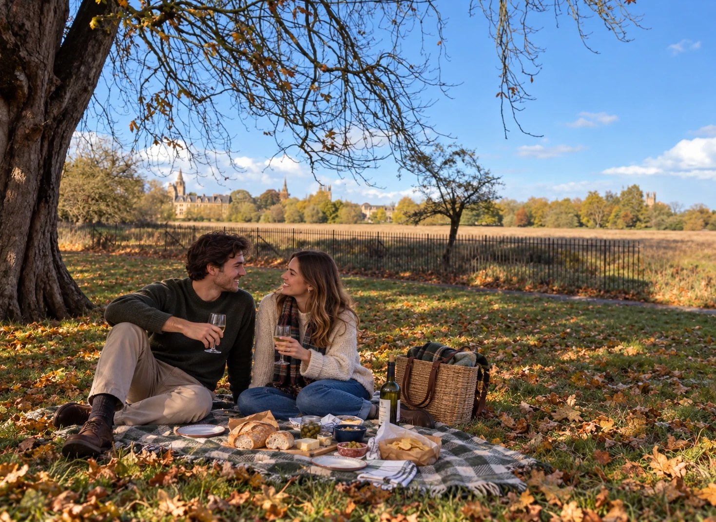 Couple enjoying a romantic Mystery Picnic date in Oxfordshire