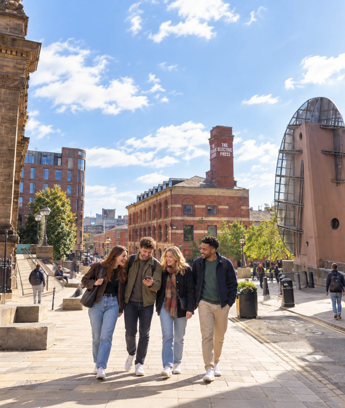 Friends enjoying a Mystery Picnic activity in Leeds City Centre
