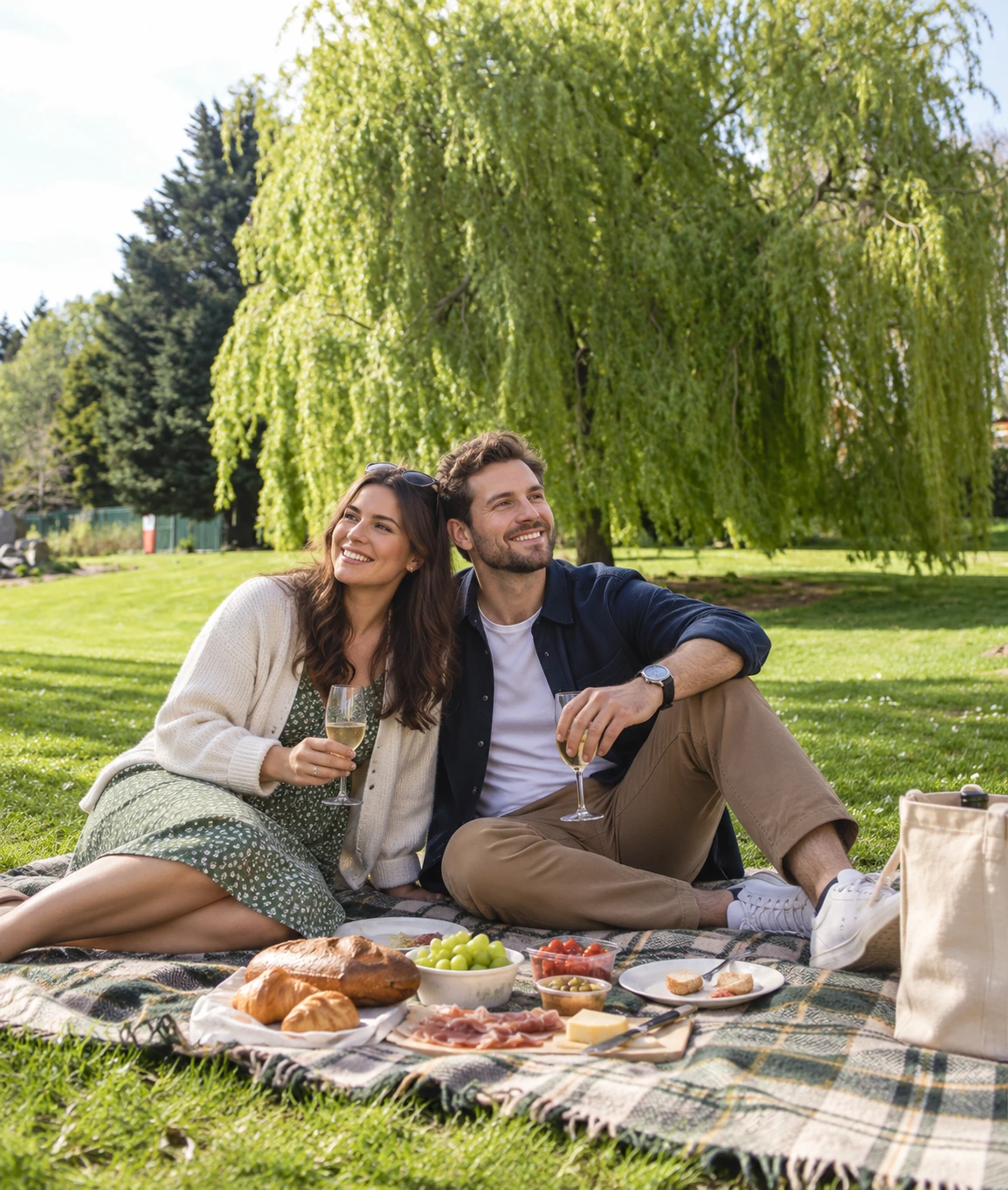 Couple enjoying a romantic Belfast Mystery Picnic and outdoor date in Northern Ireland