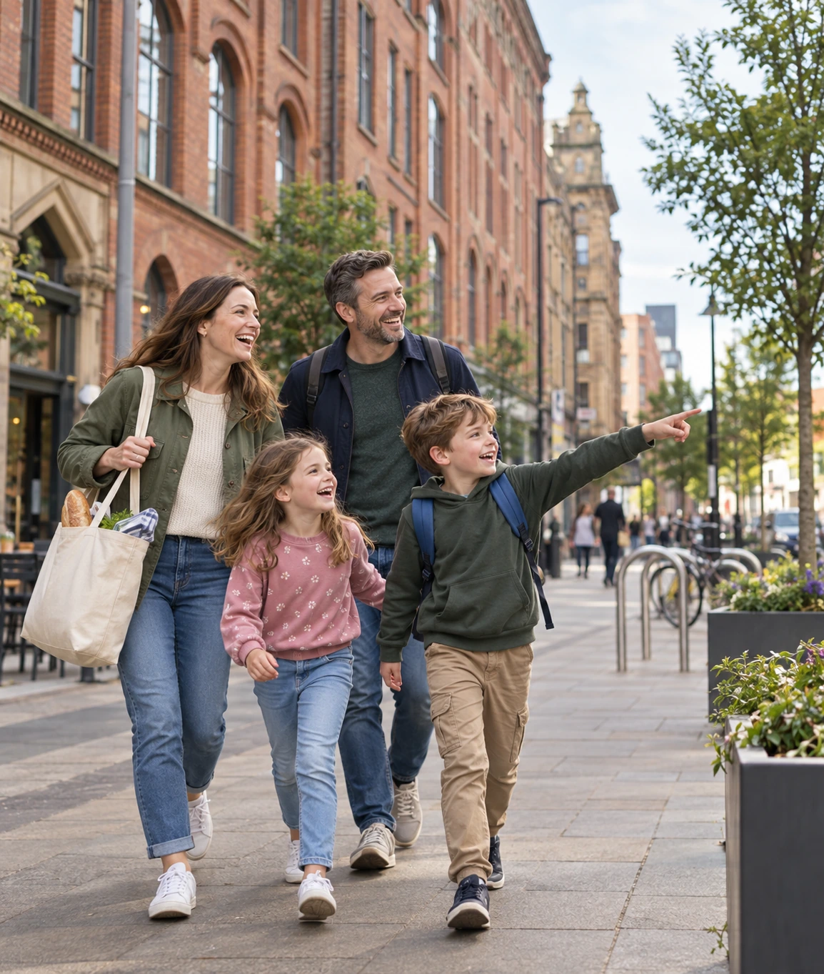 Family exploring Belfast’s Linen Quarter on a Mystery Picnic family day out