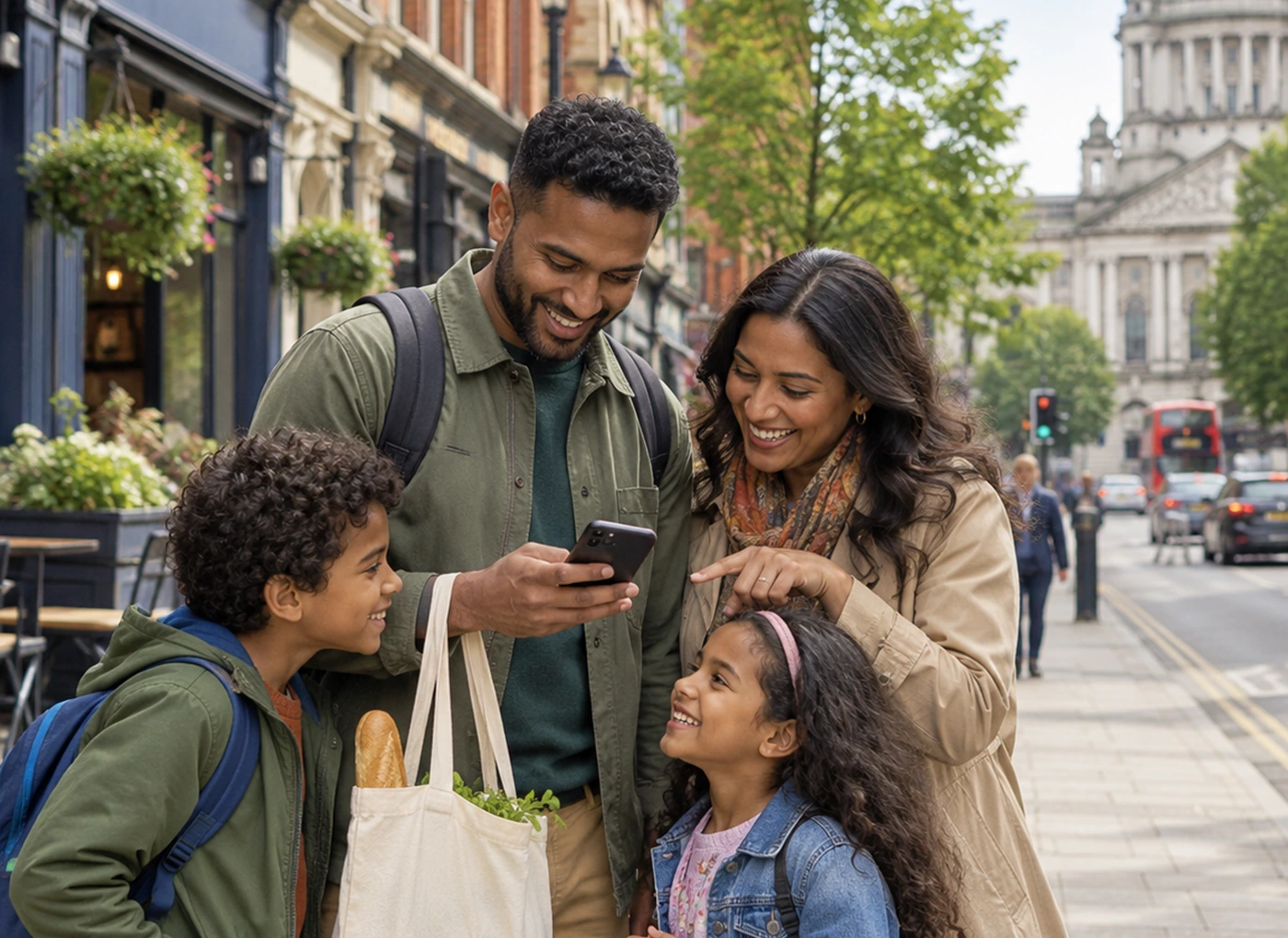 Family solving Mystery Picnic clues on a Belfast family day out in Northern Ireland