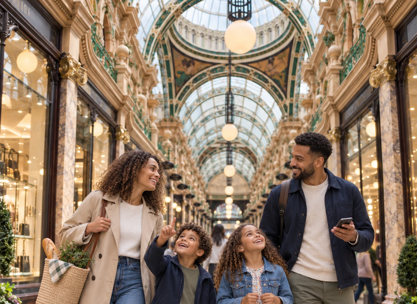 Family activity in Leeds City Centre on a Mystery Picnic