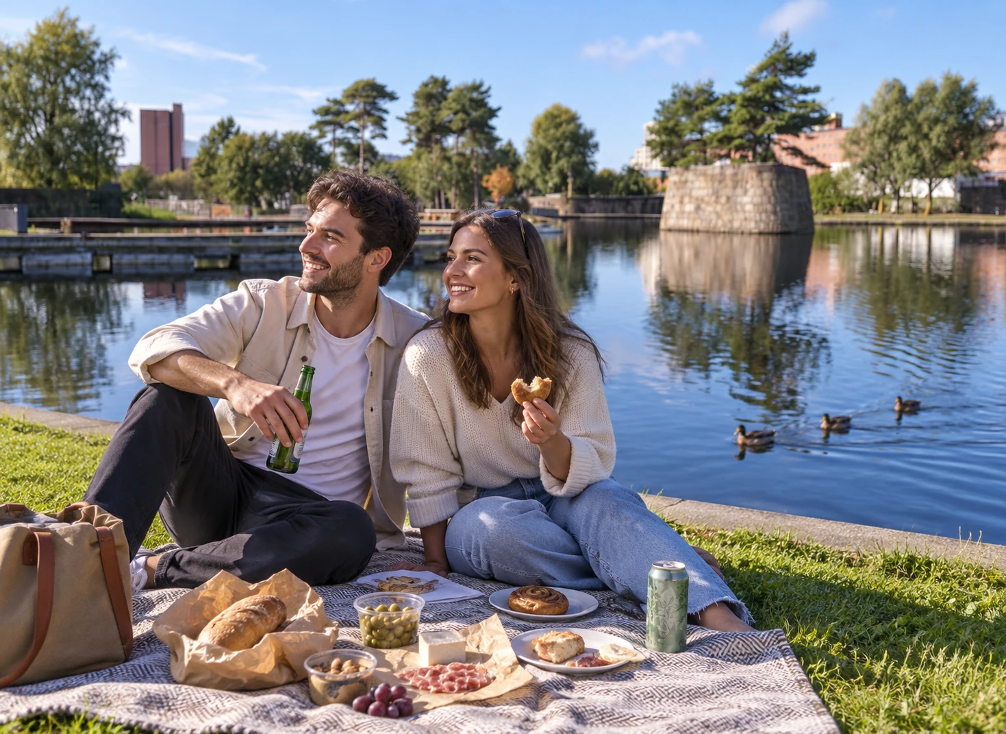Couple spending quality time together on a Manchester Northern Quarter Mystery Picnic